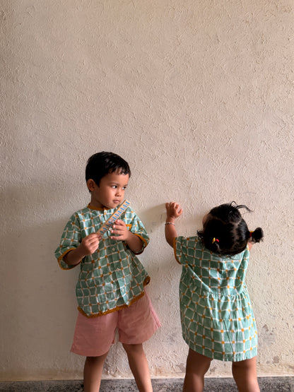 Candy Check Wide Fit Girls Shirt Tunic