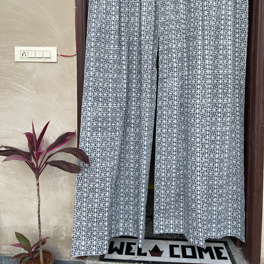 Japanese style Goodwill long - NOREN- Pair of Cotton Curtain Hand block print