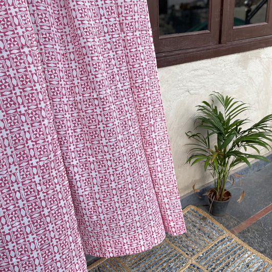Japanese style Goodwill long - NOREN- Pair of Cotton Curtain Hand block print