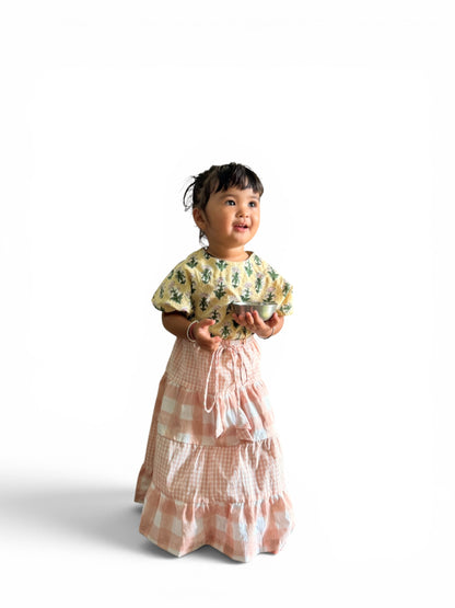 Back Button Top &amp; Long Skirt Set