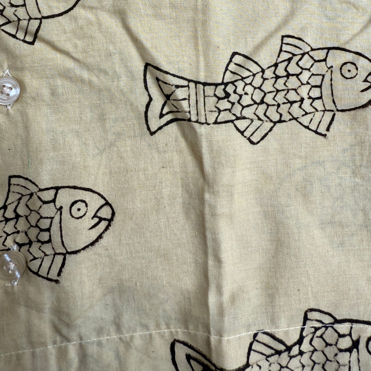 Open Collar Shirts -Block Print Cotton-