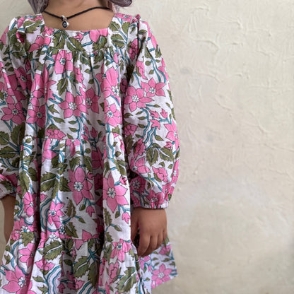 ⭐︎1-9 years⭐︎ Square Neck Tunic Dress - Block Print Cotton-