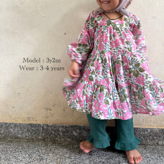 ⭐︎1-9 years⭐︎ Square Neck Tunic Dress - Block Print Cotton-