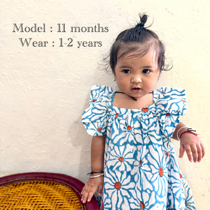 Daisy Flower Print Frill Summer Dress