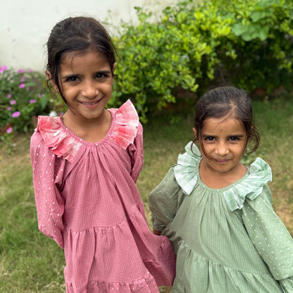 South Cotton Side Neck Frill Dress