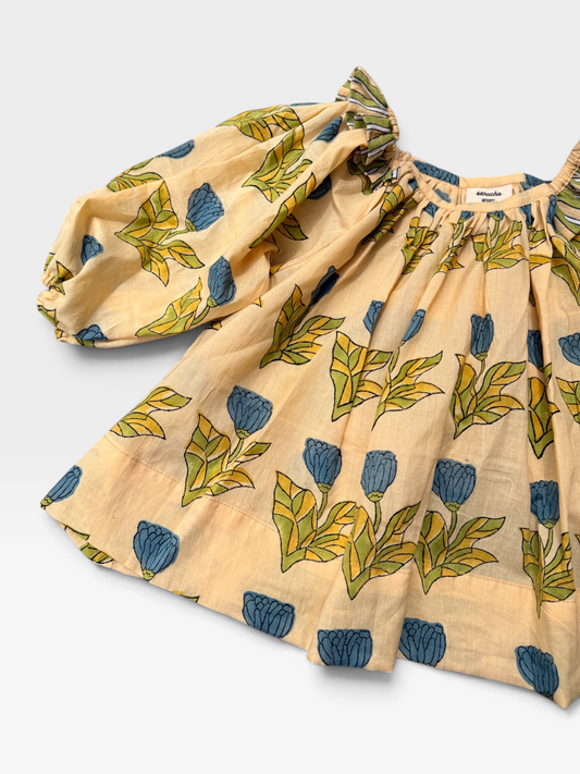 Ruffle Neck Flower Balloon Tunic