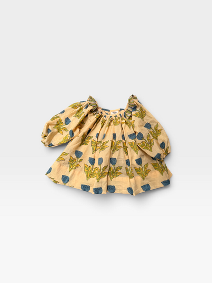 Ruffle Neck Flower Balloon Tunic