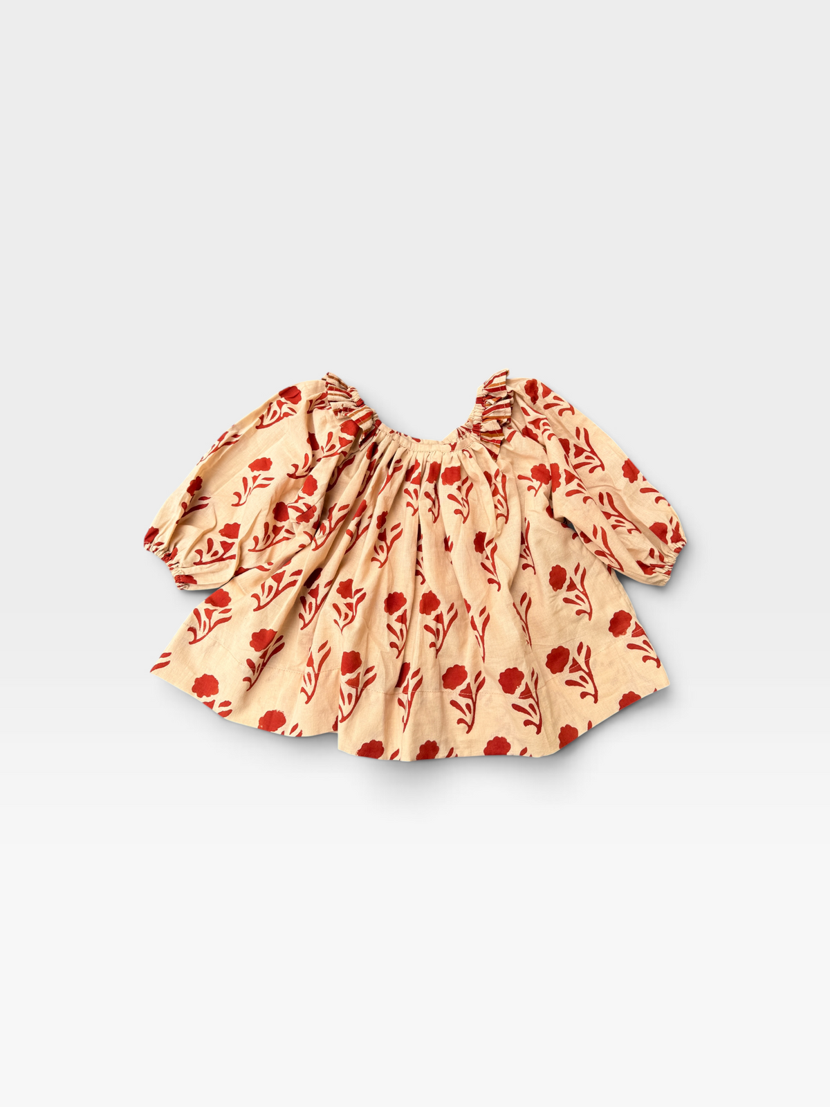 Ruffle Neck Flower Balloon Tunic