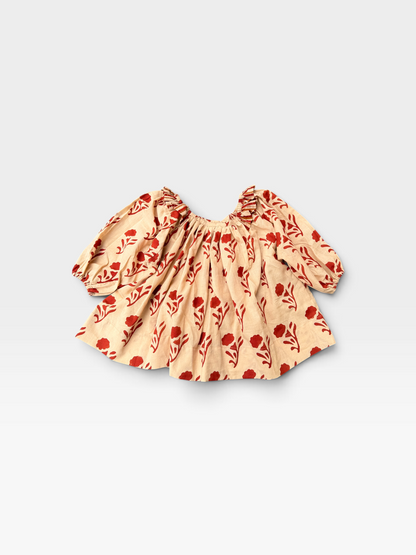 Ruffle Neck Flower Balloon Tunic