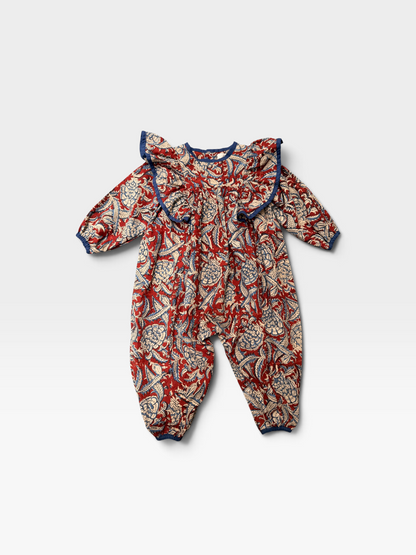 Baby Girl Ruffles Block Print Romper