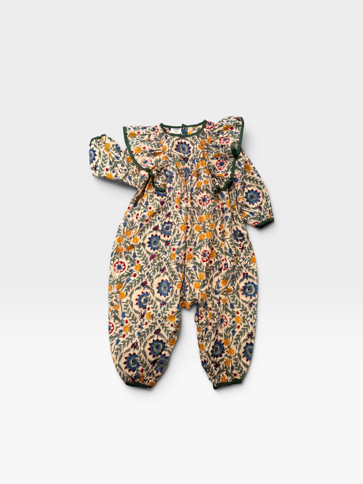 Baby Girl Ruffles Block Print Romper