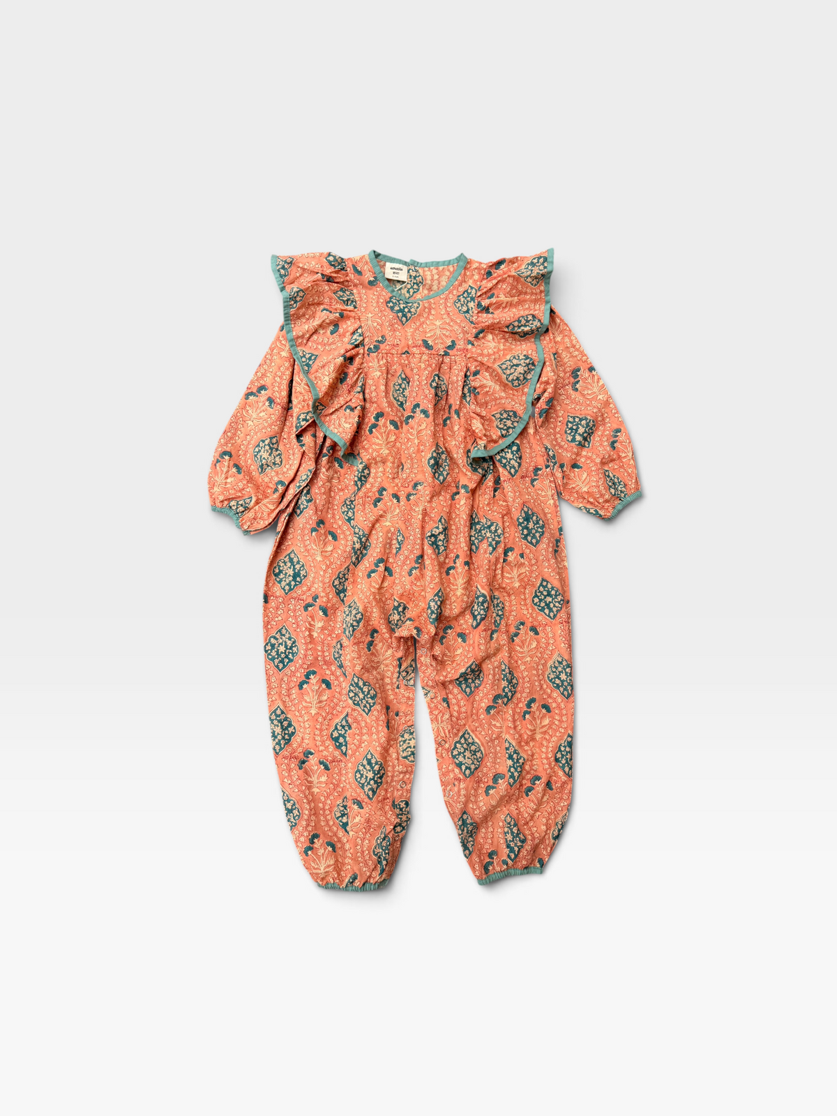 Baby Girl Ruffles Block Print Romper
