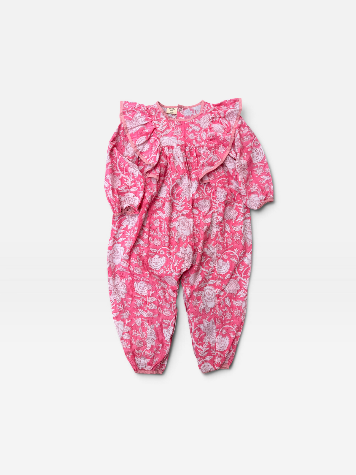 Baby Girl Ruffles Block Print Romper
