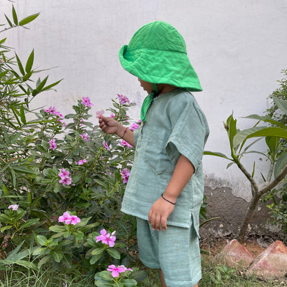 Muslin cotton loose fit pullover shirts and sirwal shorts set Unisex