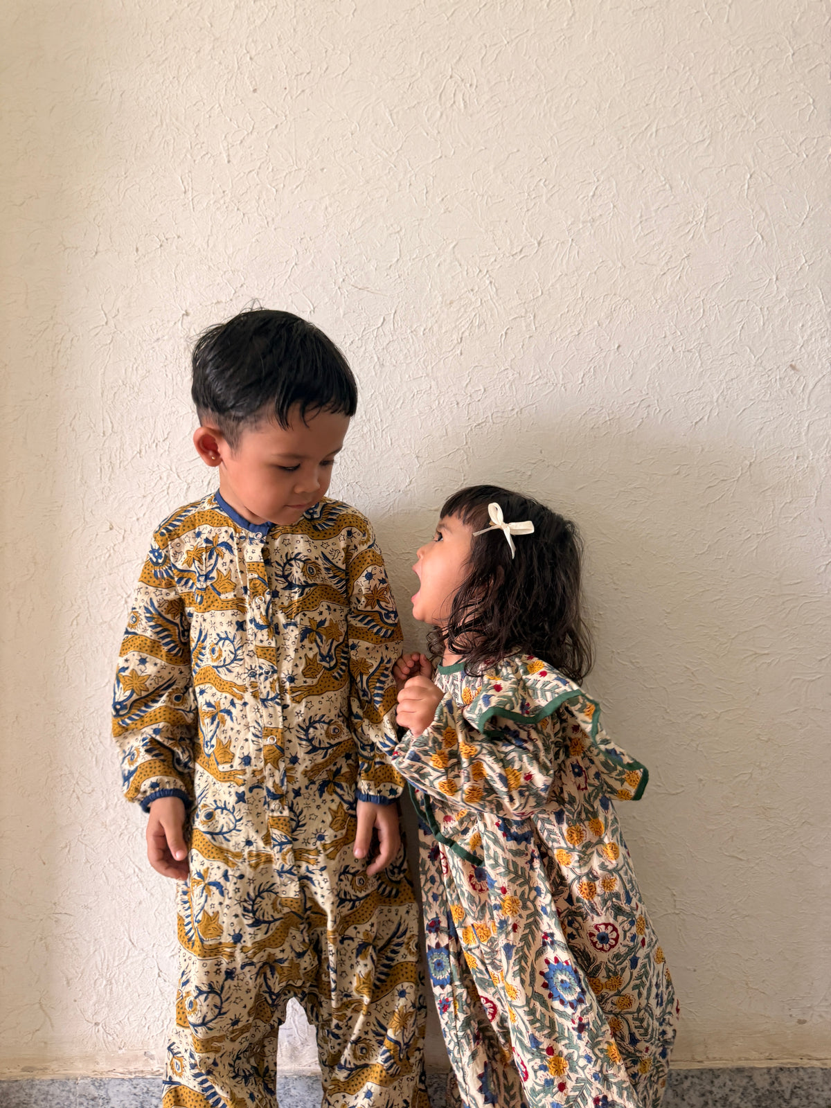 Block Print Piping Baby Romper