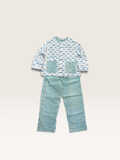 Room Wear -Round Neck Shirt and trouser Set-
