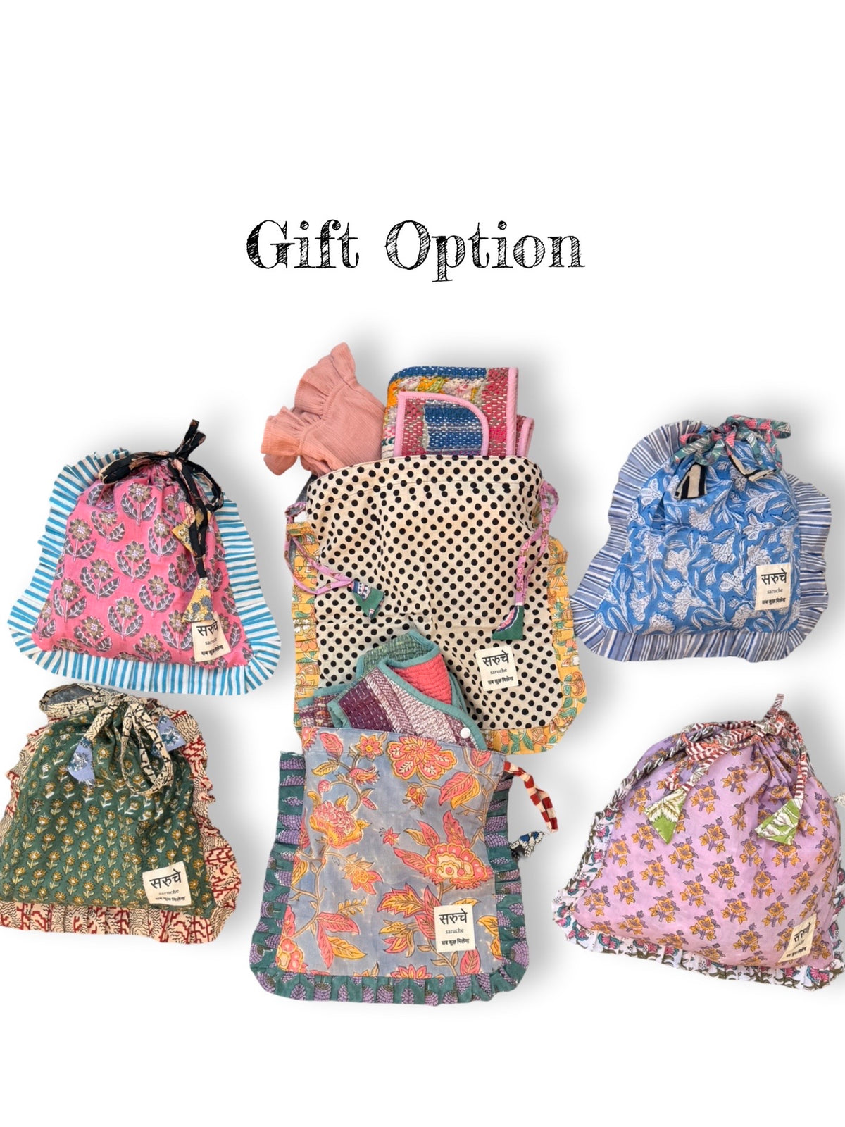 Drawstring Frill Kinchaku Gift Bag