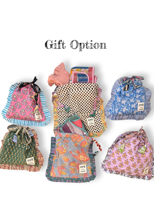 Drawstring Frill Kinchaku Gift Bag