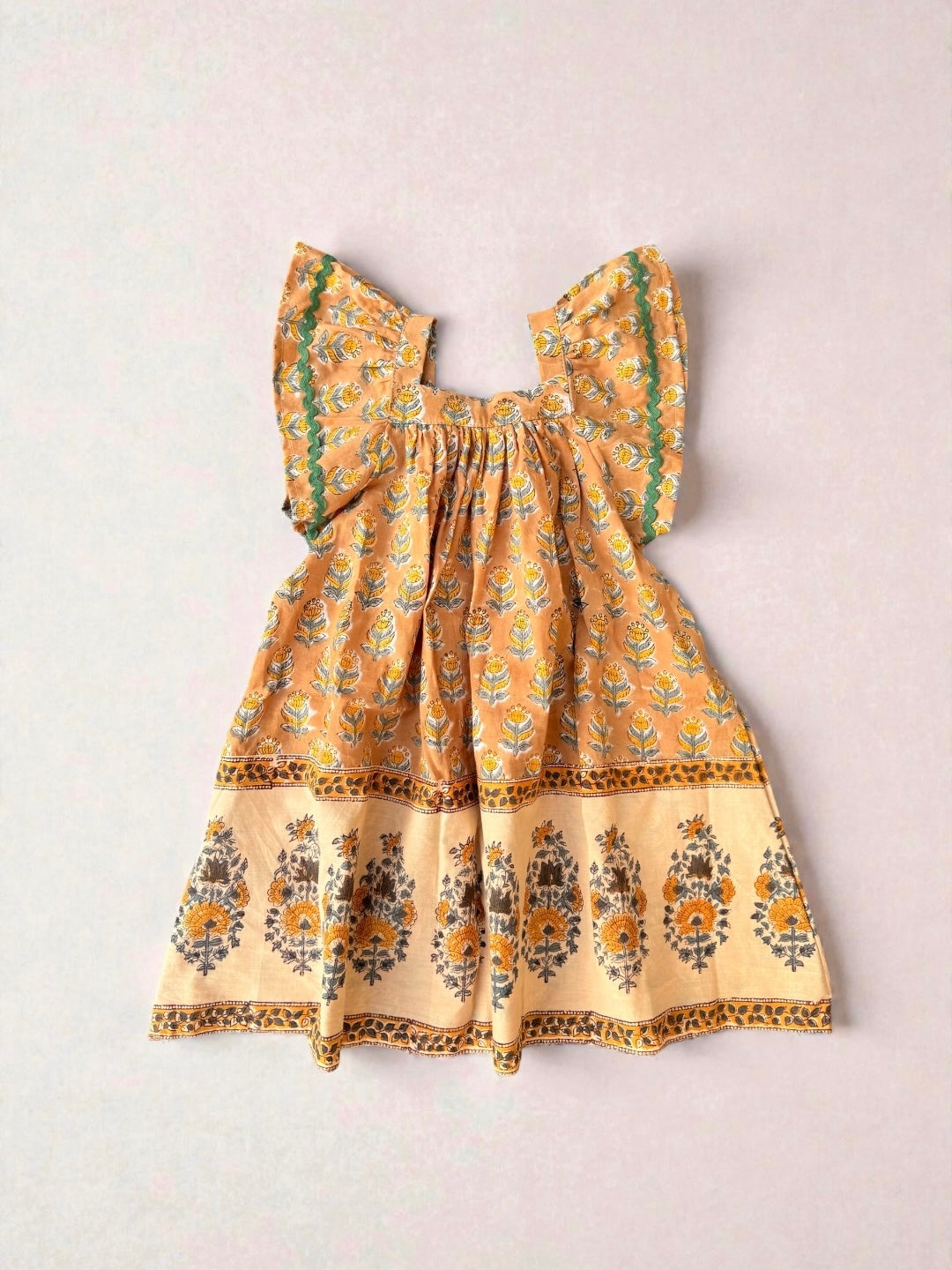 Border Ruffled Sleeve Dress