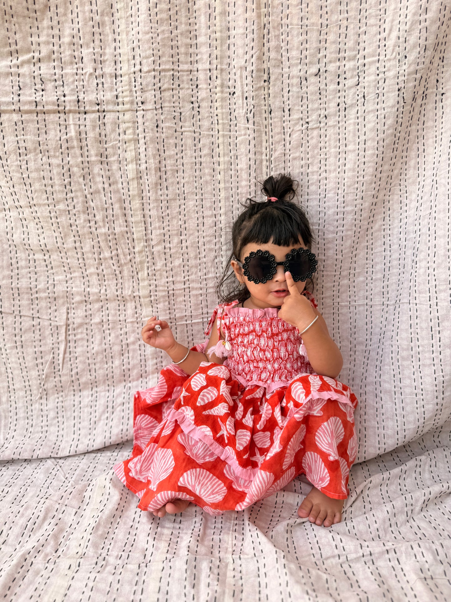 Seashell Tassel Dress with Bow