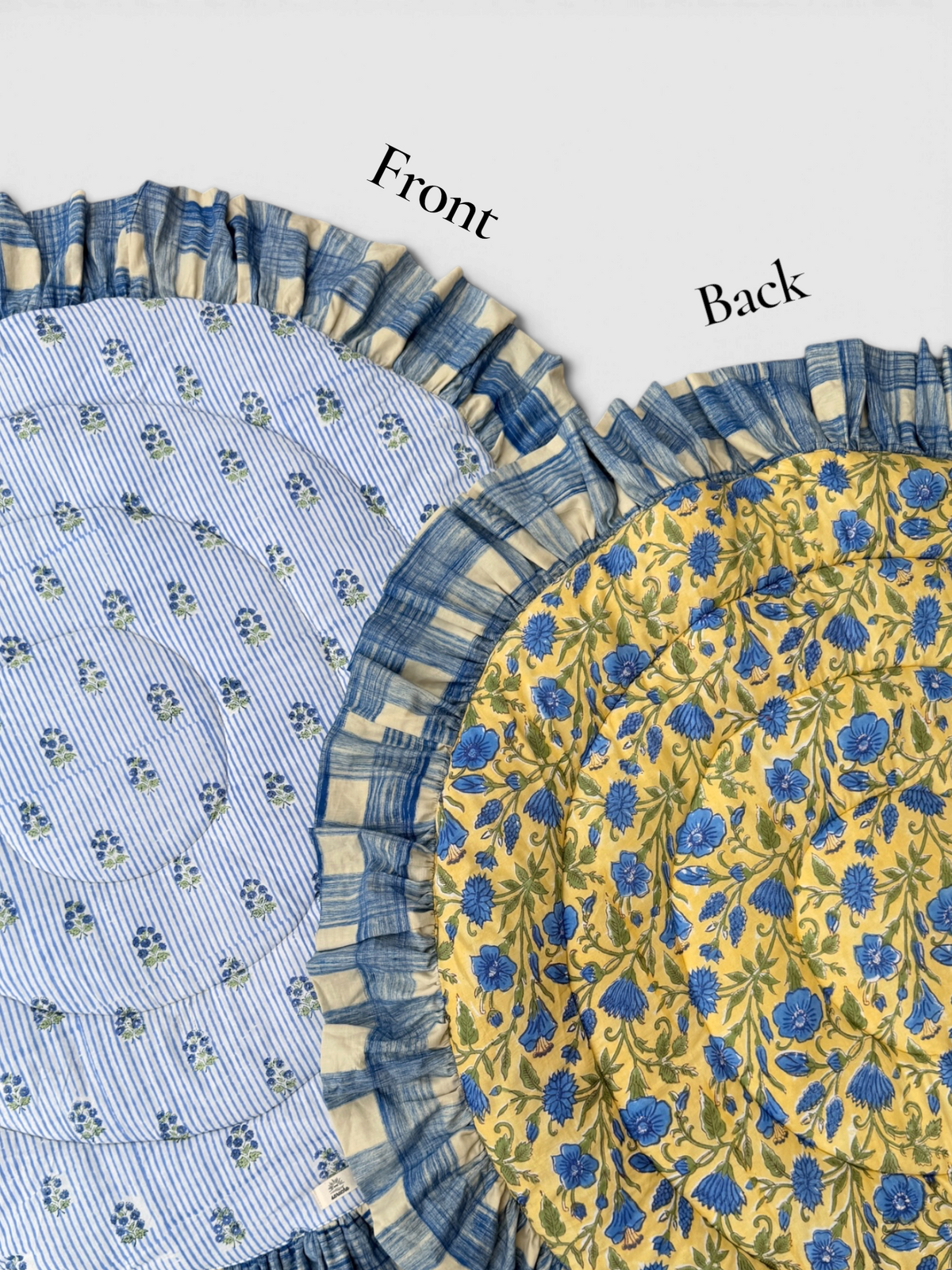 Baby Play Mat Round Frill -Reversible Large(Regular size)-