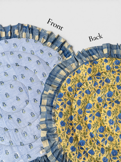 Baby Play Mat Round Frill -Reversible Large(Regular size)-
