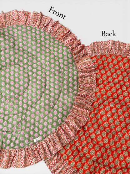 Baby Play Mat Round Frill -Reversible Large(Regular size)-