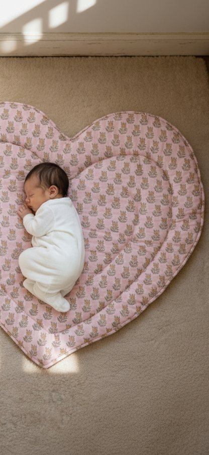 Baby Quilt Play Mat Heart Piping -Single Texetile-