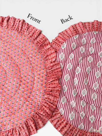 Baby Play Mat Round Frill -Reversible Large(Regular size)-