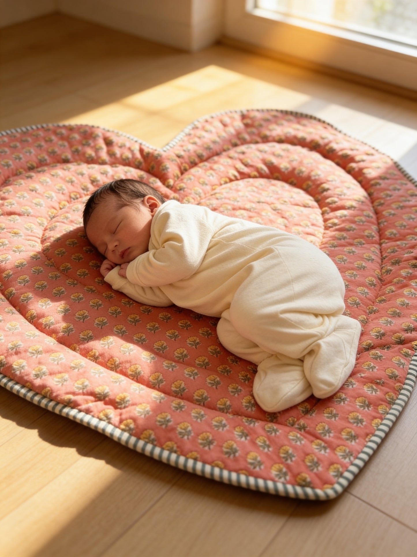Baby Quilt Play Mat Heart Piping -Combination Texetile-