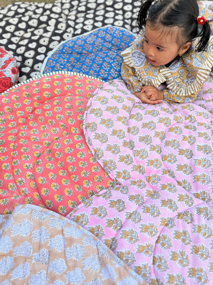 Baby Quilt Play Mat Heart Piping -Combination Texetile-