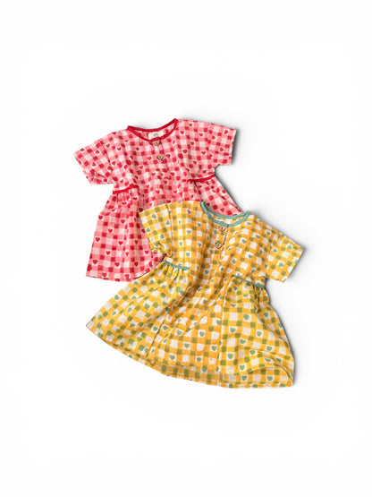 Heart Checks Pullover Shirt Dress