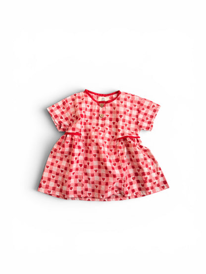 Heart Checks Pullover Shirt Dress