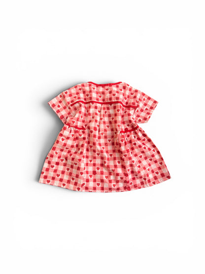 Heart Checks Pullover Shirt Dress
