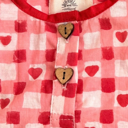 Heart Checks Pullover Shirt Dress