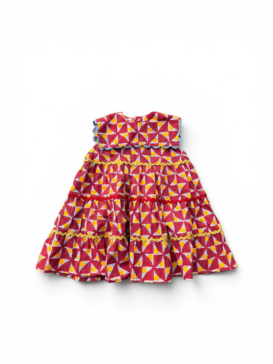 Retro Print Sailor Collar Dress