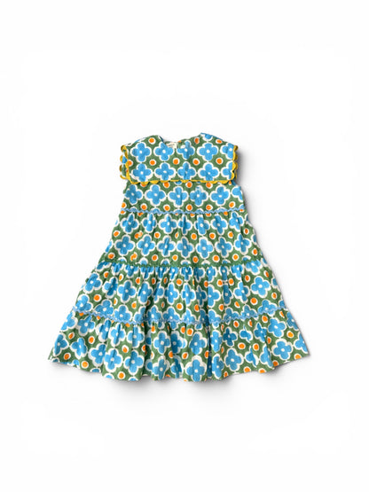 Retro Print Sailor Collar Dress