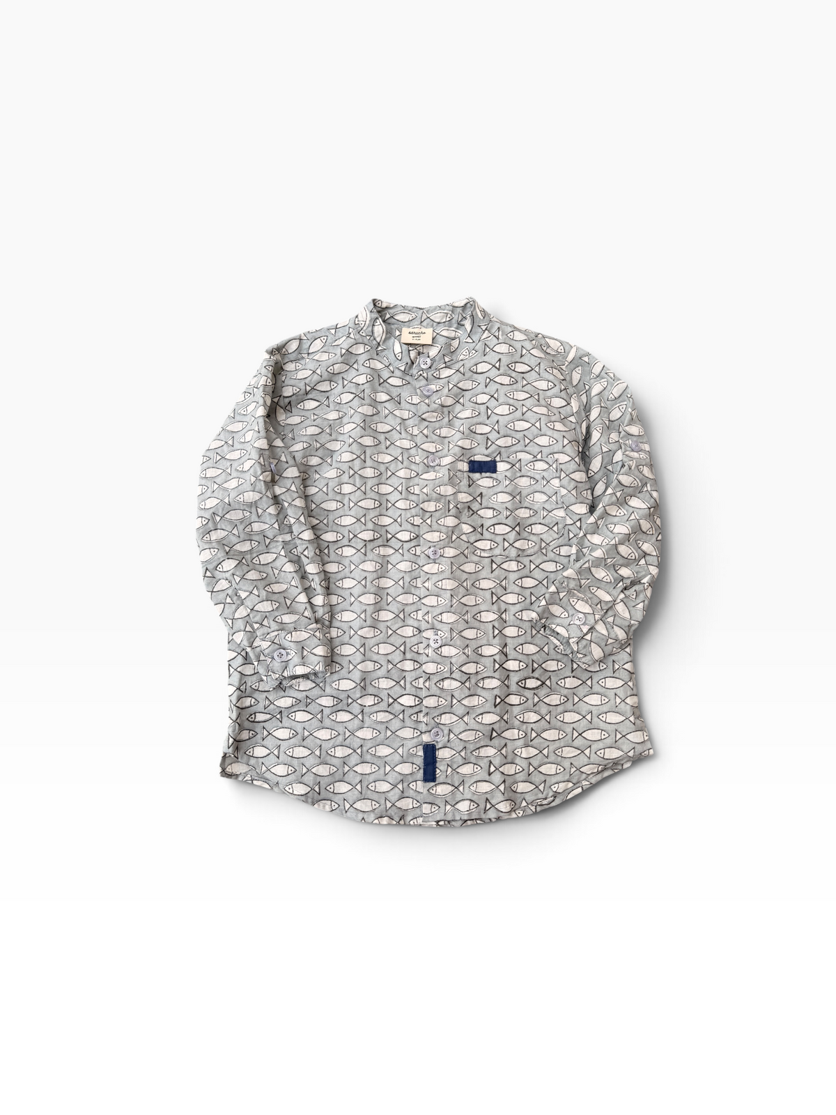 Boys Block Print Long Sleeve Regular Fit Shirt