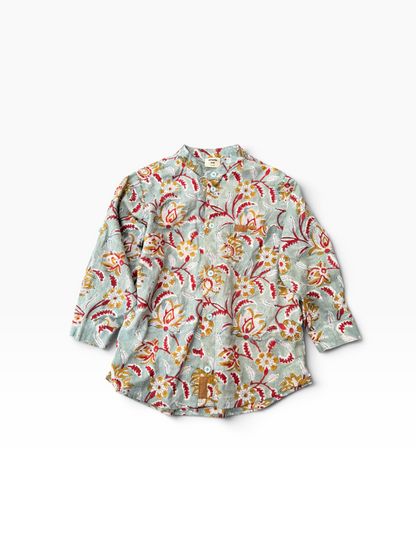 Boys Block Print Long Sleeve Regular Fit Shirt