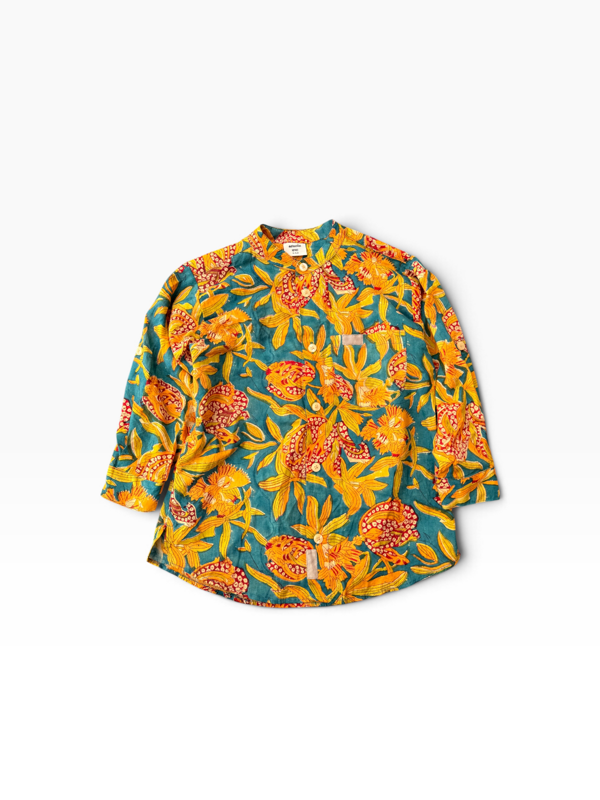 Boys Block Print Long Sleeve Regular Fit Shirt