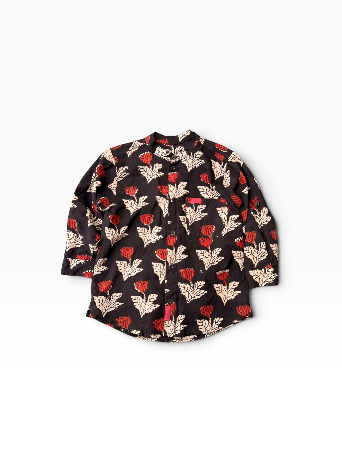 Boys Block Print Long Sleeve Regular Fit Shirt