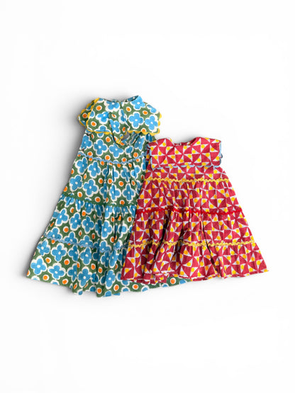 Retro Print Sailor Collar Dress