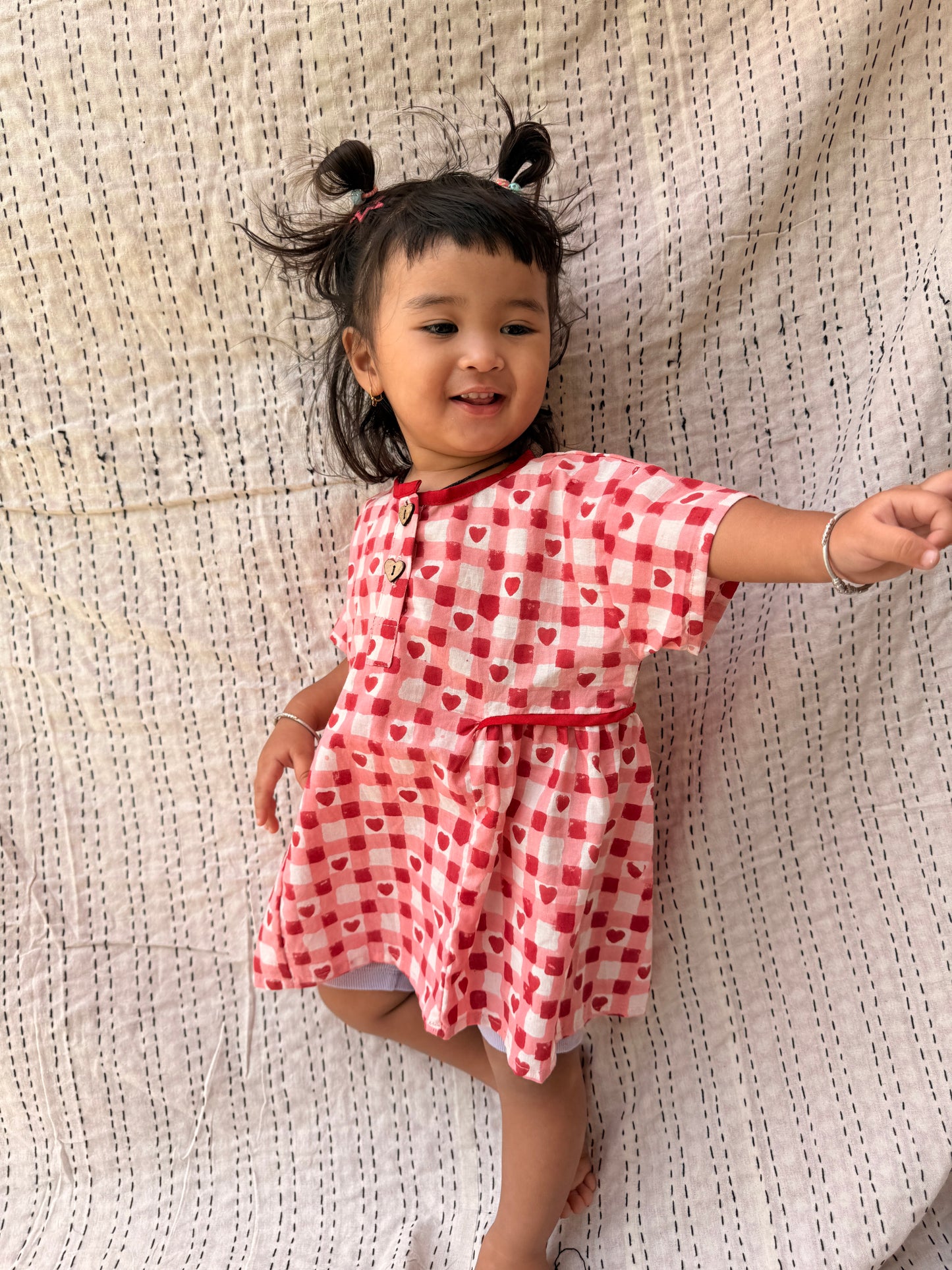 Heart Checks Pullover Shirt Dress