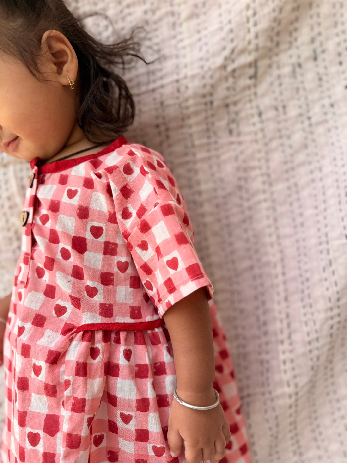 Heart Checks Pullover Shirt Dress