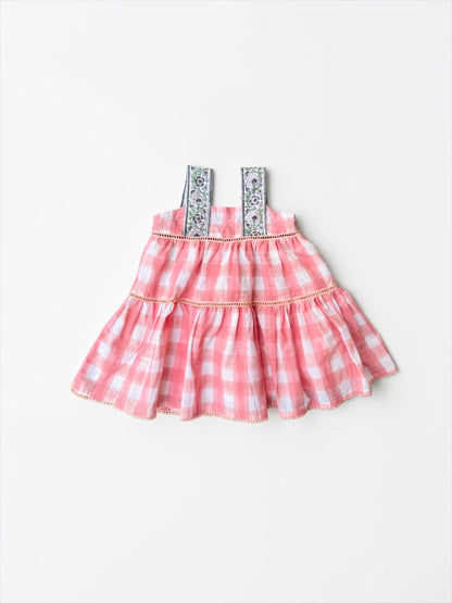 Border Strap Lace Tiered Dolly Dress