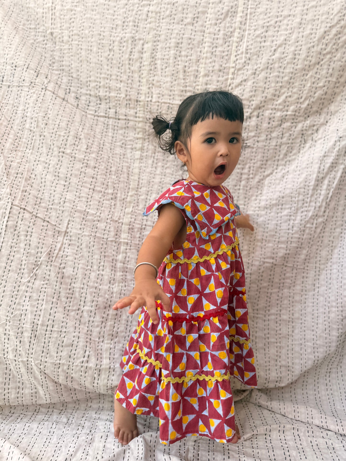 Retro Print Sailor Collar Dress