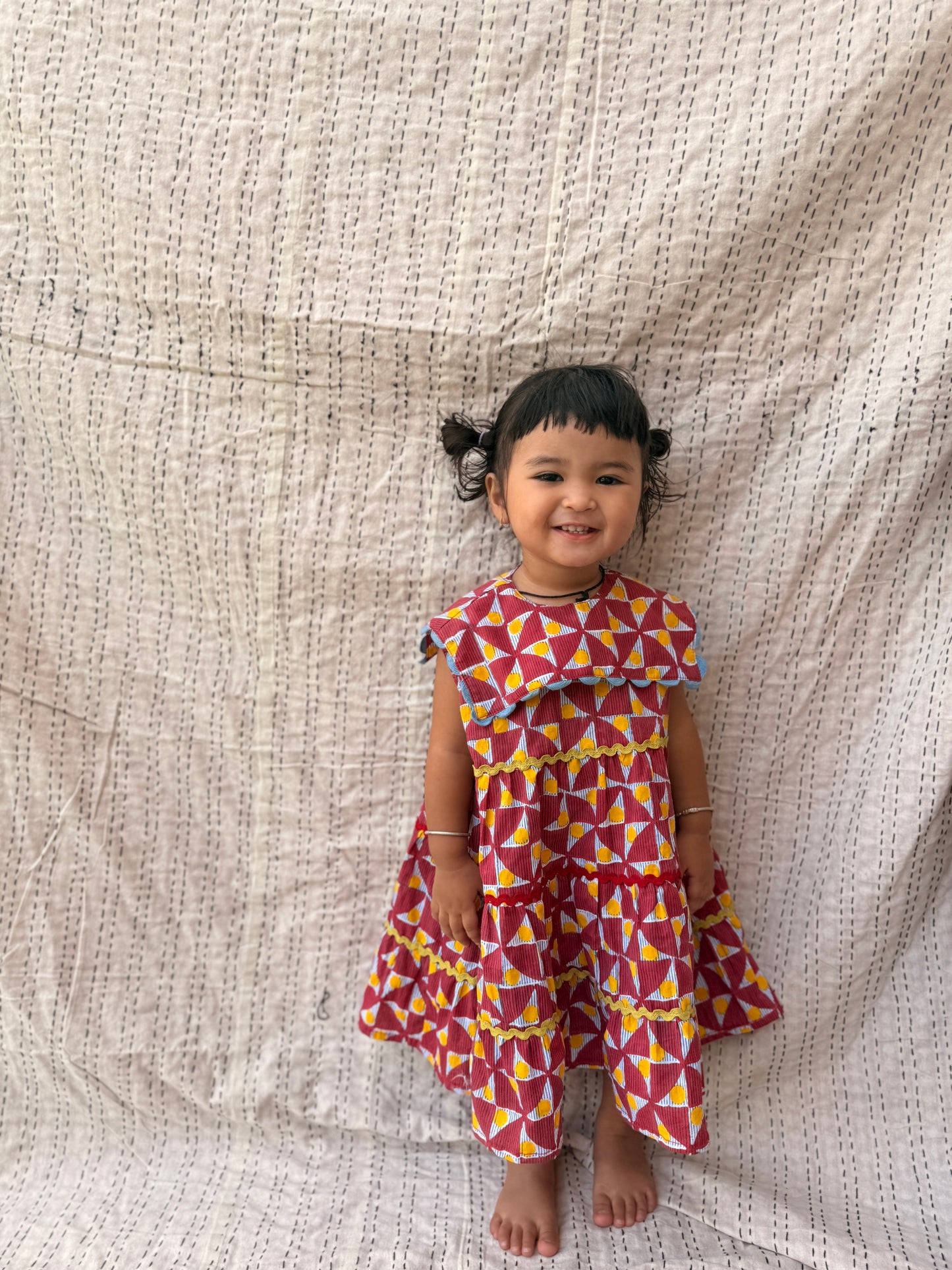 Retro Print Sailor Collar Dress