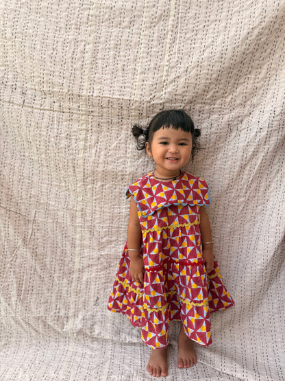 Retro Print Sailor Collar Dress