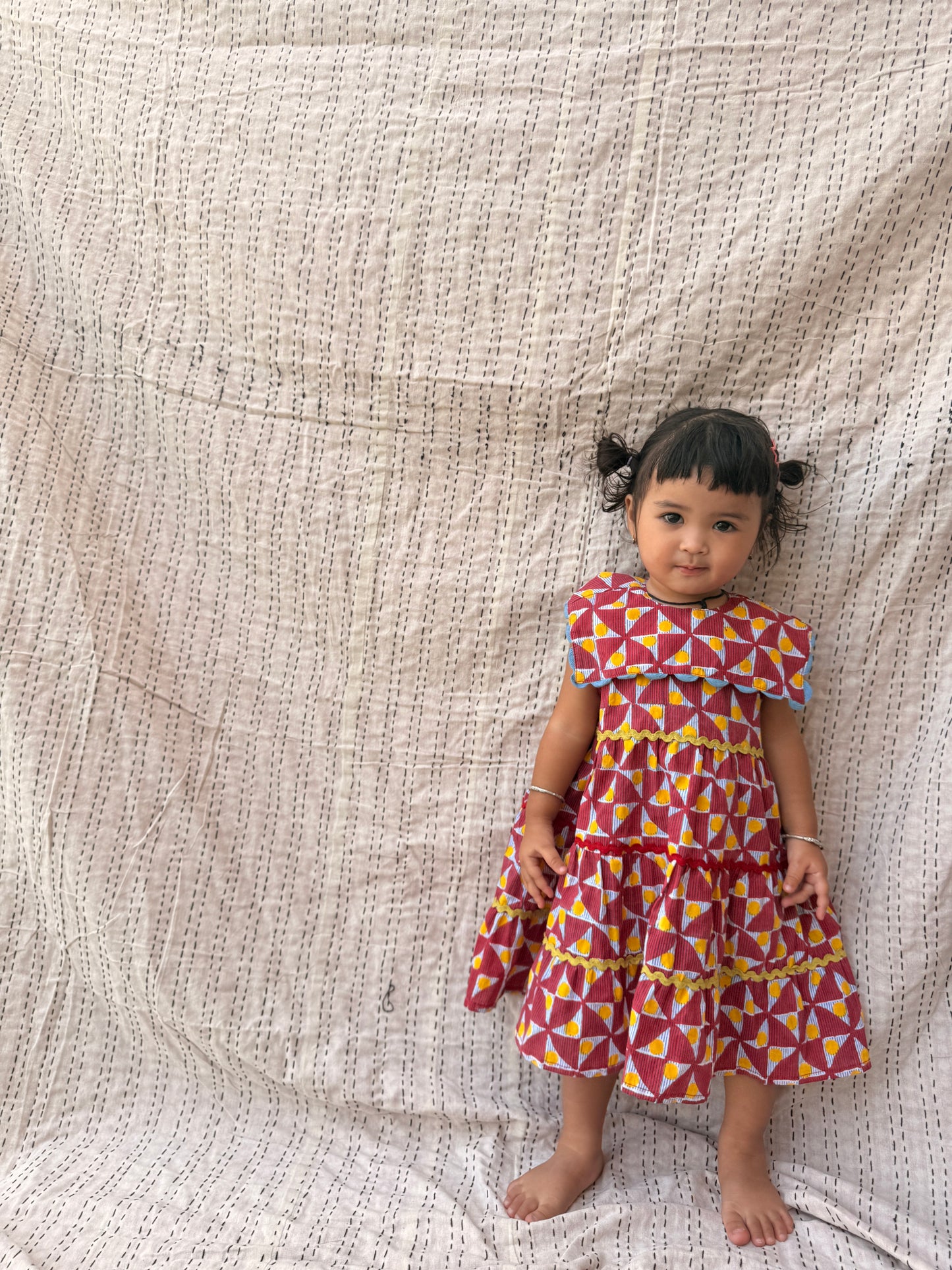Retro Print Sailor Collar Dress