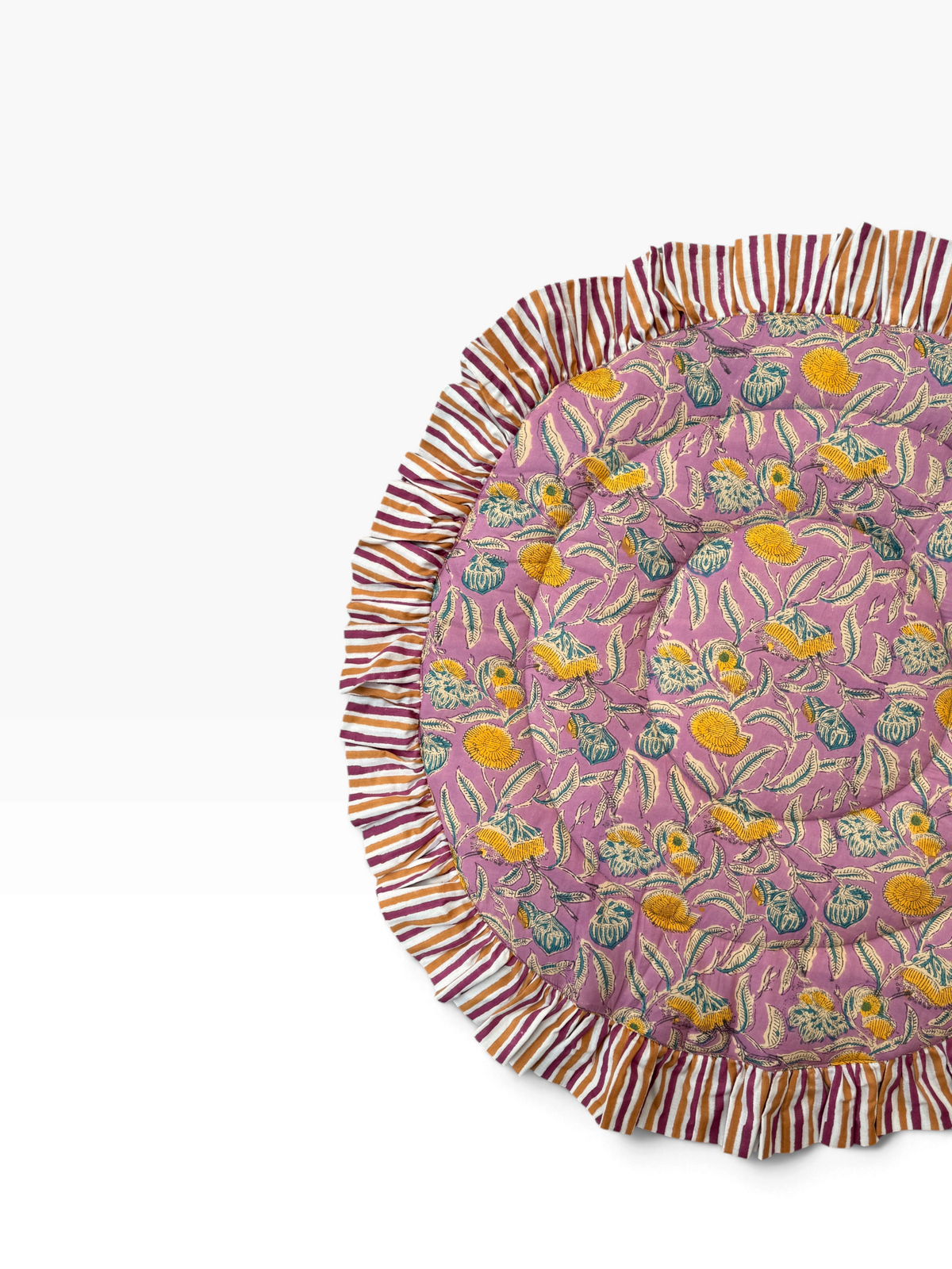 Baby Play Mat Round Frill -Reversible Small Double Foam Only-